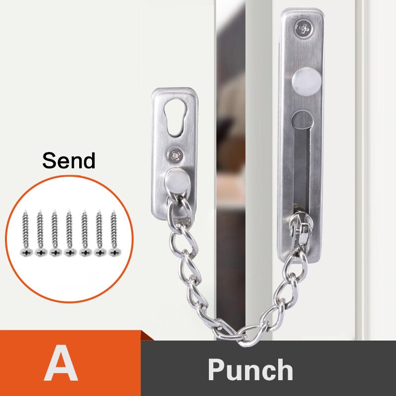Verrou de porte en acier inoxydable Anti-vol | Chaîne de porte, verrou de porte, Bronze argent or noir, verrouillage de porte, matériel de verrouillage sans poinçon: A