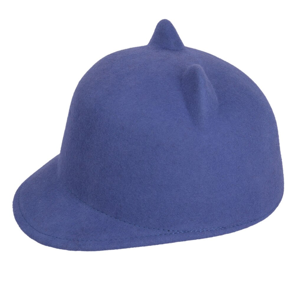 Chapeau Fedora pour enfant laine | Chapeau d'hiver pour filles, chapeau cornes de diable, oreilles de chat mignon, animal Derby Bowler joli bonnet taille 52-54CM: Blue