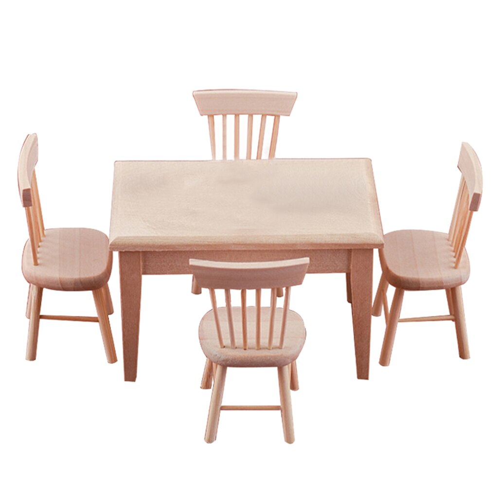 1:12 dukkerhus spisebord og 4 stole indstiller liv stue dekoration
