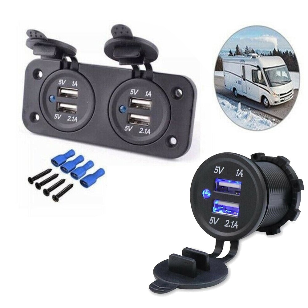 Dustproof USB Socket Waterproof Covers Double USB Motorhome Caravan 12V-24V Durable
