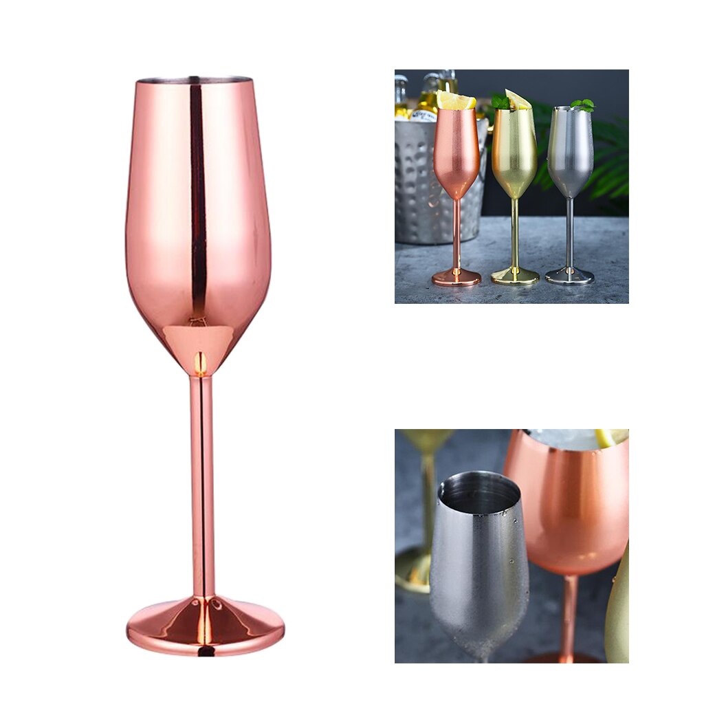 Vasos de vino de acero inoxidable, elegantes, decoración del banquete de boda, copa de vino de acero inoxidable, Plata/oro rosa/dorado, de Navidad