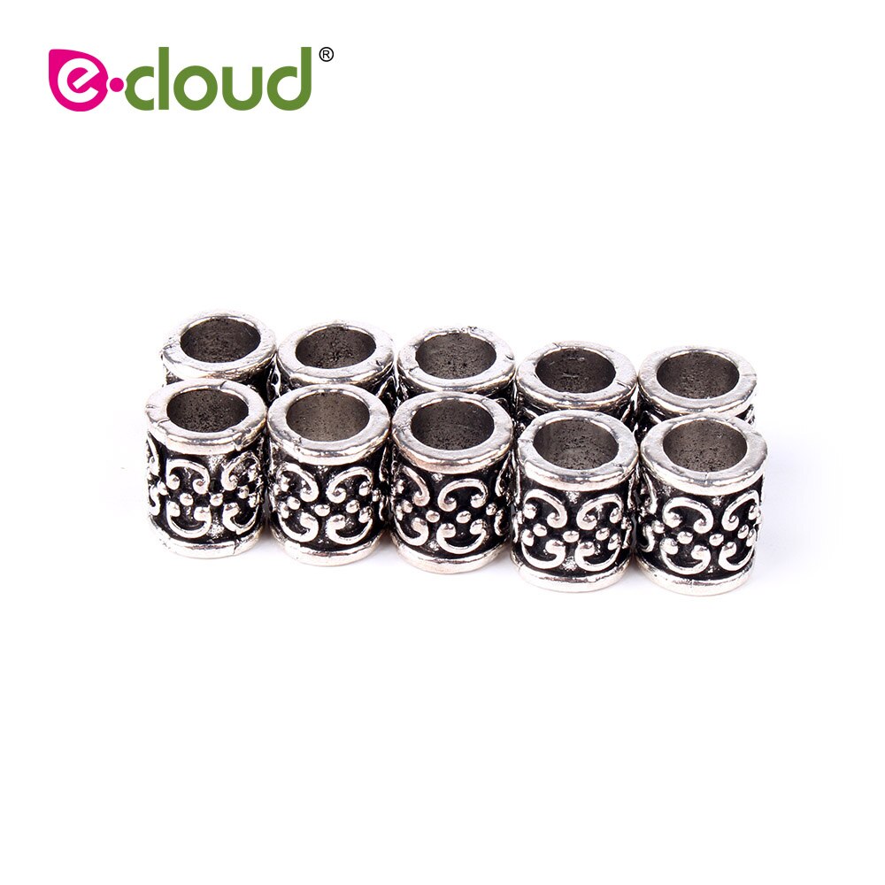 Ensemble de perles en métal argenté, 10 pièces/lot, 9 styles différents, Dreadlock, dreadlocks, dreadlocks, dreadlocks, dreadlocks, clips pour cheveux