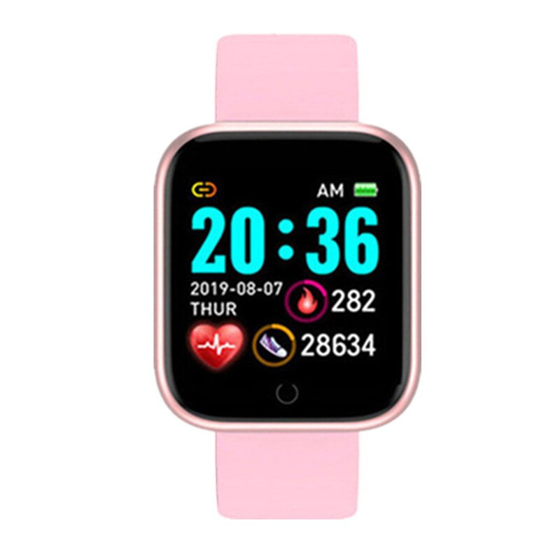 Y68 sport fargeskjerm skrittellere sport klokker gå trinn teller barn menn kvinner smart armbånd fitness smart armbånd: Rosa