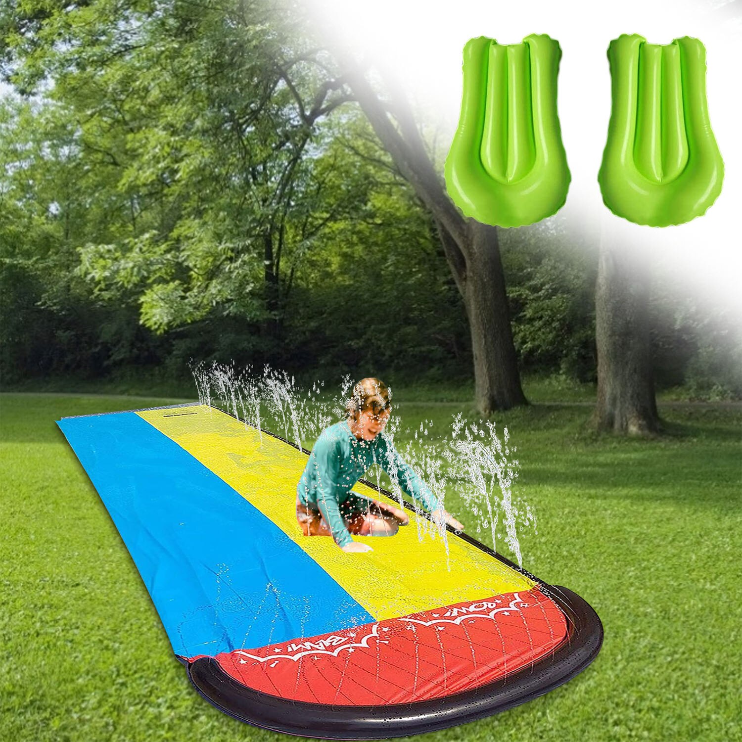 480x140cm Doppel Rasen Wasser Rutsche Spaß Riesen Surf Wasser Rutsche Pools Spray Mit 2 stücke Matte Für kinder Im Freien Sommer Wasser Spiele Spielzeug