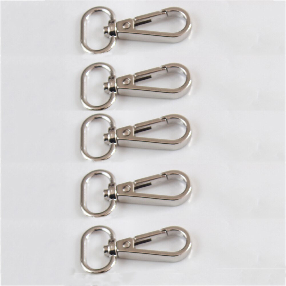 5 sztuk metalowy krętlik wyzwalania karabińczyk karabińczyk breloczek do kluczy smycz DIY Craft plecak akcesoria do toreb: silver-L