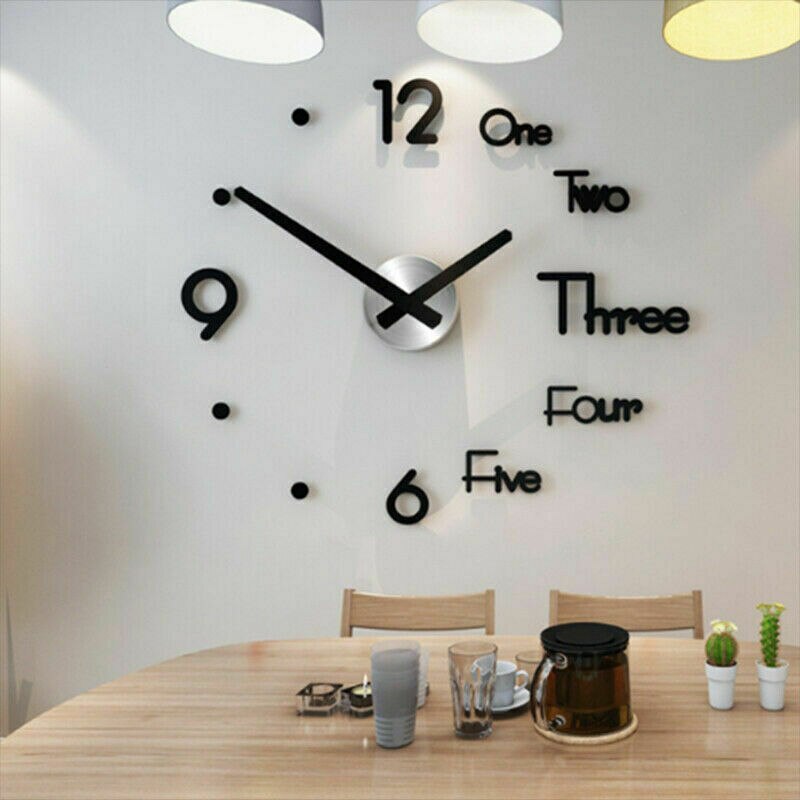 toekomst winkel knoop Thuis 40Cm 3D Wandklok Zelfklevende Muursticker Moderne Grote Muur Horloge  Creatieve Acryl Spiegel Klok Muur art Decal Quartz – Grandado