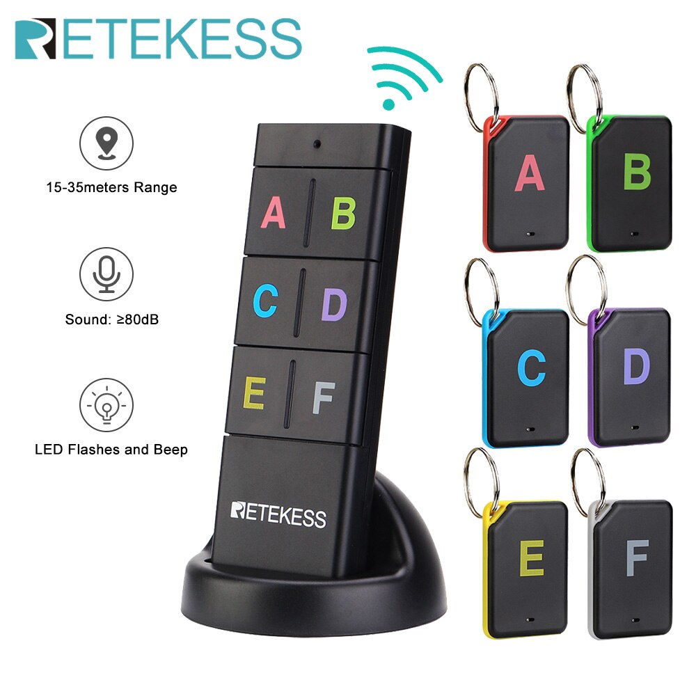 Retekess TH104 Wireless Key Finder Rf Key Locator Huisdier Tracker Portemonnee Tracker Afstandsbediening 1 Rf Zender 6 Ontvanger: Default Title