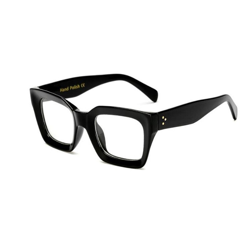 Klassiske overdimensionerede firkantede briller mænd kvinder personlighedsbriller sorte leopard damer mandlige briller: Sort