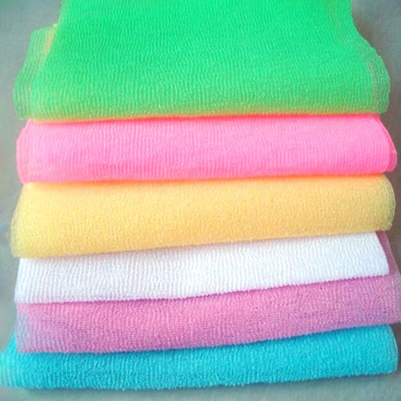 Koreaanse Lange Strips Terug Schuim Badhanddoek Nylon Sterke Zachte Badhanddoek Afdrukken