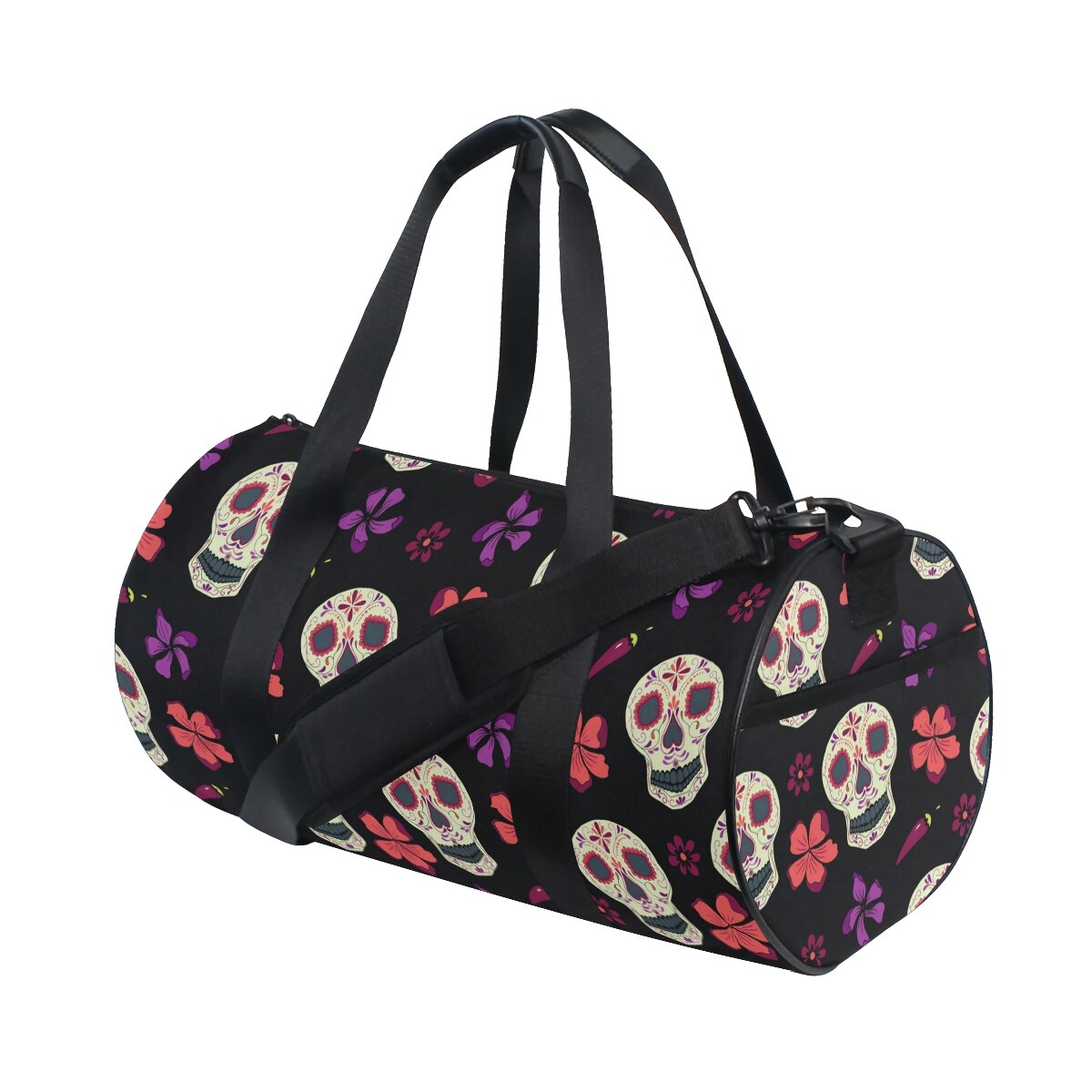 ALAZA Gym Travel Bag Sport Outdoor bags Skull Printing Canvas Women Large Pocket Casual Tote Handbag Shoulder Bag For Men: 12