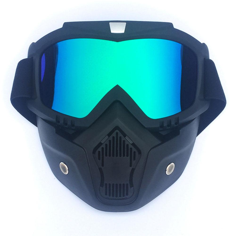 Erwachsene Motorrad Helm Staubdicht Gesicht Maske Atemschutz Motocross Brille Gläser Sicherheit Schutz Brillen Volle Gesicht Shiled:  blk And colorl lens