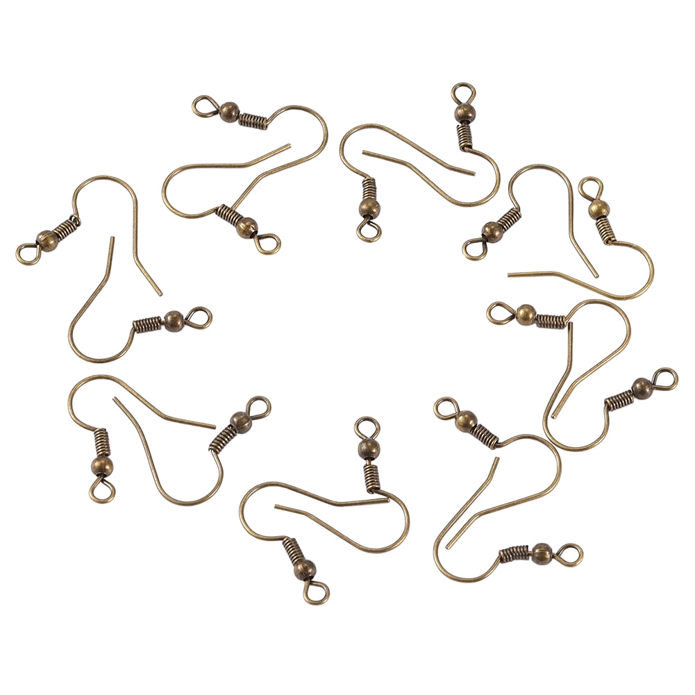 100pcs Golden/Antique Bronze Iron Ear Wires Hooks Earring Hooks Eardrop Settings Base Supplies Nickel Free for Jewelry Findings