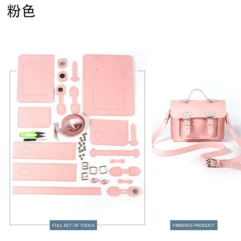 Vintage bolso Cambridge haciendo materiales de bricolaje auto-suministros de cuero bolso hecho a mano mujer bolsa manualidades para coser Accesorios: Pink