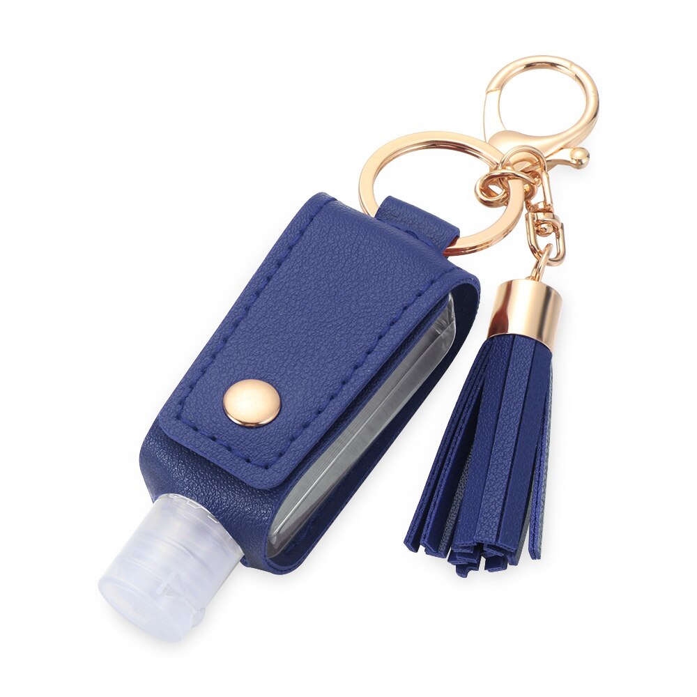 Empty Refillable Bottles Keychain Holder Reusable Lotion Squeeze Tube Soap Containers Leather Pouches Travel Accessories: blue 1