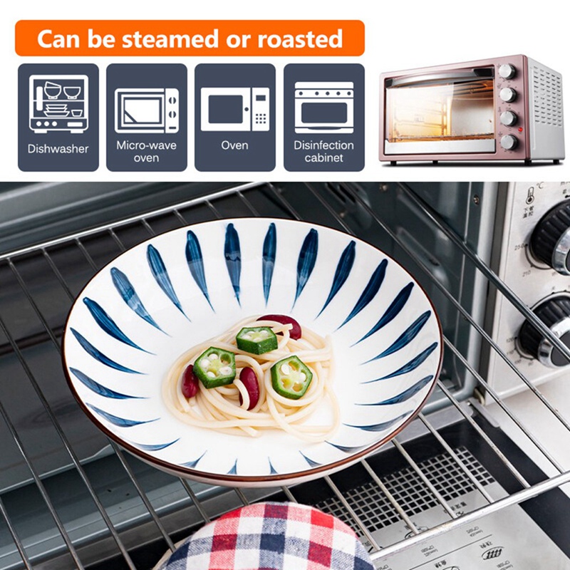 9Pcs Japanese Tableware Set Dinner Plate Round Ceramic Pattern Plate Porcelain Dessert Dinnerware