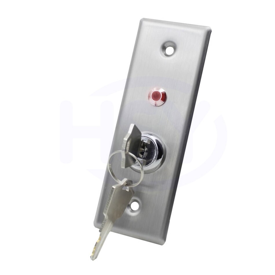 HSY Access Controller System Stainless Steel Key Switch with LED Emergency Push Exit Button Door Release Open Gate Lock: S40KL