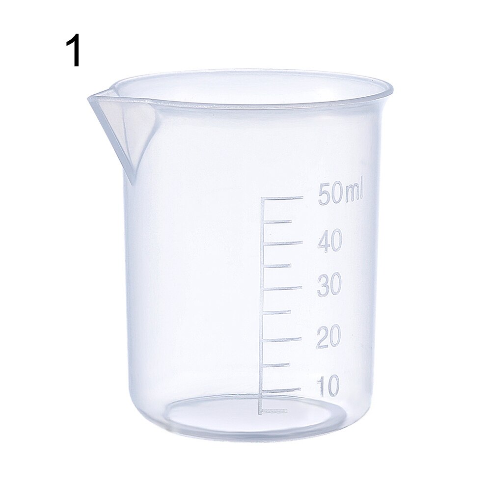 Transparent Plastic Measuring Cup Laboratory Beaker Graduated Jug Cup Kitchen Baking Cooking Supplies Measurement Container Tool: 50ml