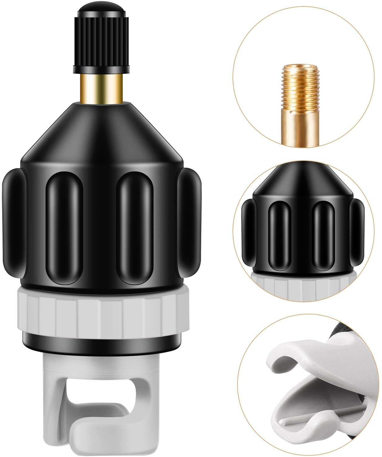 Board Adapter Paddle Board Air Valve Air Nozzle Adapter Kayak Car Pump Inflatable Adapter Boat Accessories Beach Accessories: black
