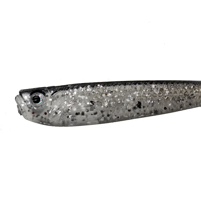 Señuelo suave de 5 uds., 7cm/6g, cola dividida, cebos de natación con anzuelos, cebo de pesca Artificial de silicona para agua salada