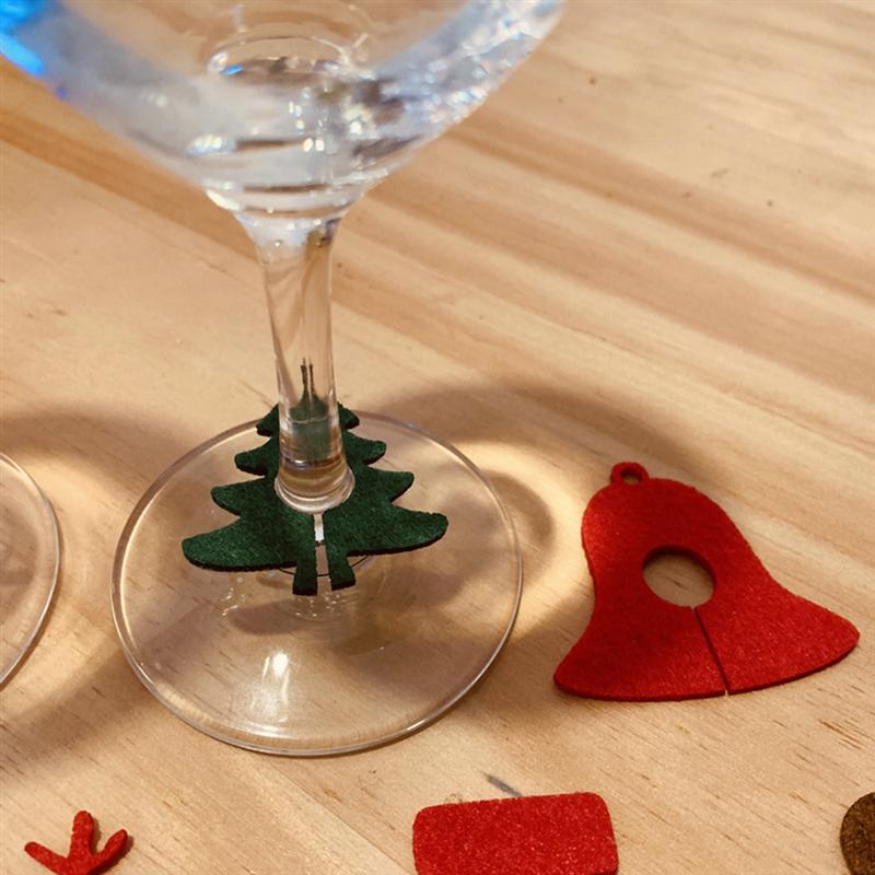 Marcador de copa de vino de Navidad, dijes creativos, identificador de copa de bebida, signo de copa de , suministros de Navidad, 9 unids/set por juego