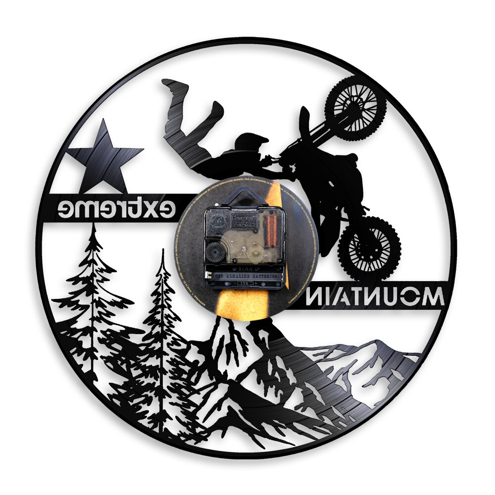 Motos extrêmes Moto vinyle Record horloge murale Moto VTT horloge murale Vintage saleté vélo décoratif Art mural