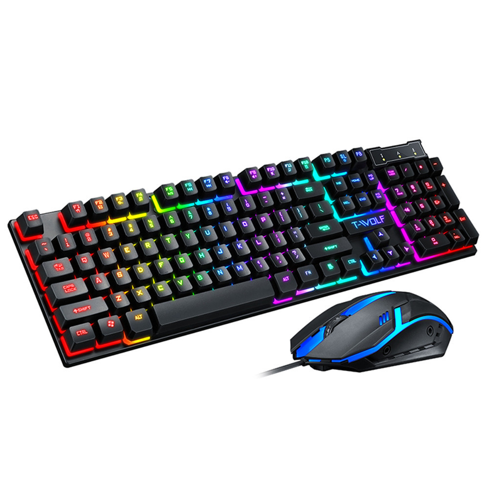 Wired 104-- button computer combination with colorful blacklight gaming keyboard and mouse