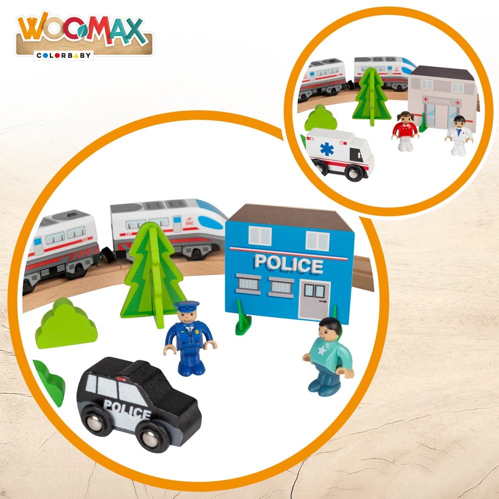 Circuito tren de madera 50 piezas woomax