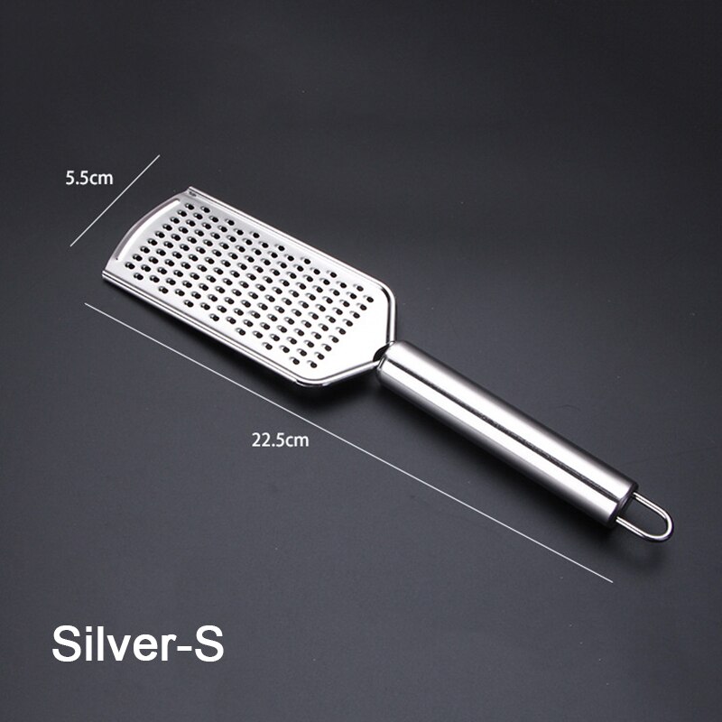 Cheese Grater Stainless Steel Grater Peeler Citrus Ginger Garlic Slicer Long Handle Cheese Planer Shavings Knife Kitchen Tool: Silver-S