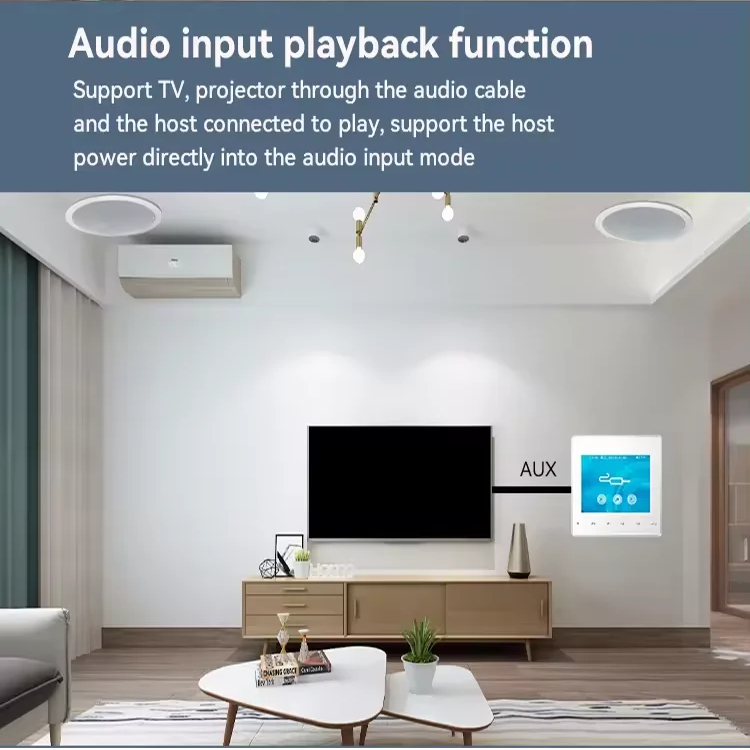 Wzmacniacz Ścienny Bluetooth - 4 Kanały 100W - System Kontroli Muzyki w Tle - Panel Audio do Sufitu