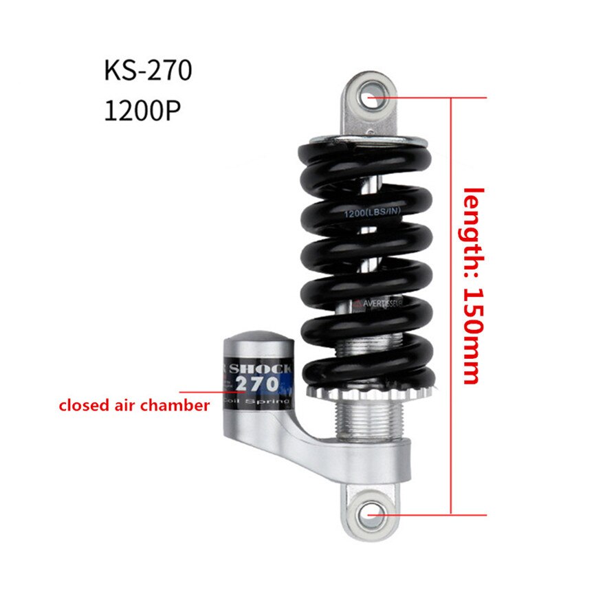 1200 /3000 lbs KS Shock Absorber MTB Mountain Bike Folding Electric Bicycle Spring Shock Absorber Scooter Rear Gallbladder