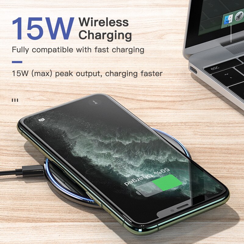 KUULAA 15W Qi Wireless Charger For iPhone 13 12 11 X XS Max XR 8 Plus Xiaomi Mi 9 Pro Mirror Fast Wireless Charger Charging Pad
