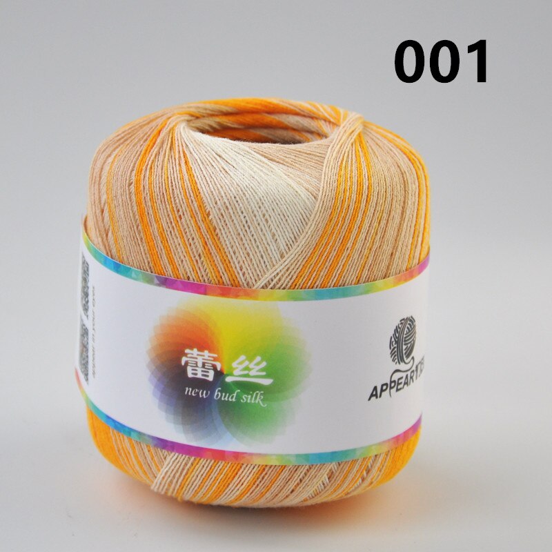 50g/Bal Katoen Metallic Kant Regenboog Garen Kleurrijke Dunne Draad Voor Haken Breien Door 1.55mm Haaknaalden: 001