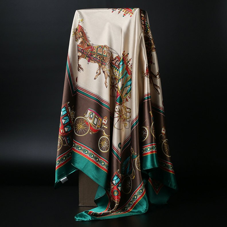 Print Sjaals Voor Vrouwen Zijde Satijn Hoofddoek Hoofddoek Vrouwelijke 90*90 Cm Vierkante Sjaals En Wraps Hijab sjaals Voor Dames: 2244