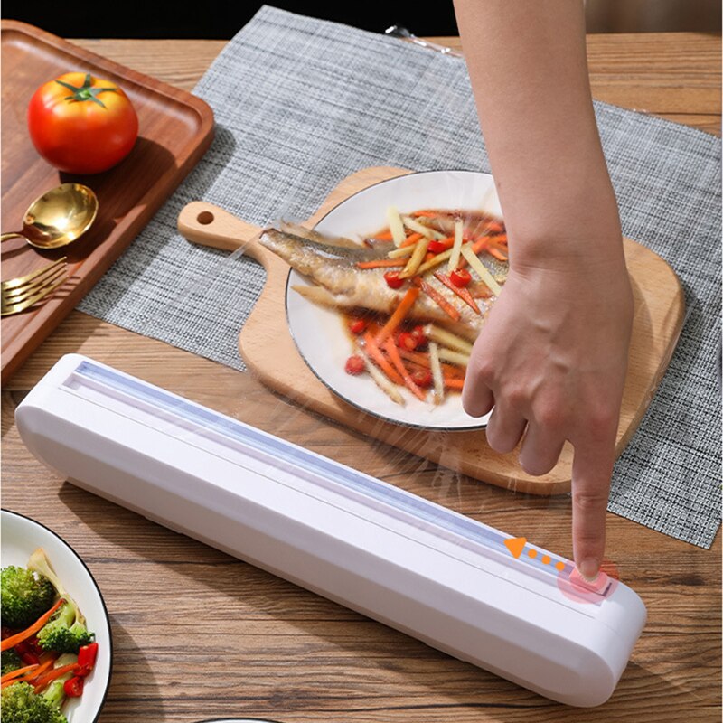 Eten Wrap Dispenser Folie Vershoudfolie Roll Folie Cutter Plastic Houder Opslag Voor Keuken Wrap Vershoudfolie Dispenser Cutter