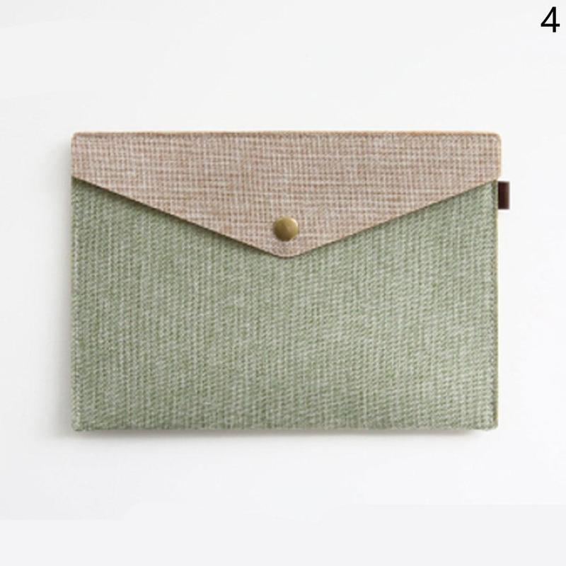 Vividcraft A4 A5 2 Sizes Simple Imitation Linen Stationery File Portfolio Bag Office Bag Study Folder Canvas Felt P8O6: A5 Green