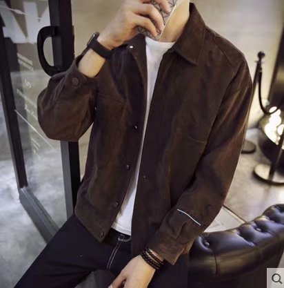 Jassen Mannen Turn-down Kraag Single Breasted Leisure Effen Eenvoudige All-Match Koreaanse Stijl Daily Soft Jacket Mens Denim jassen: 1005brown / L