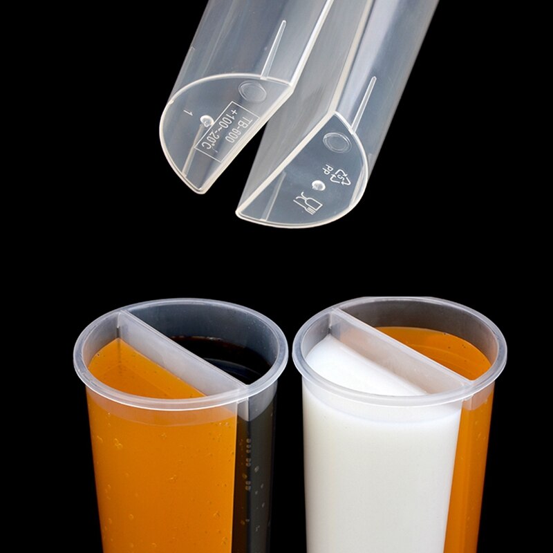 10Pcs 700ml Disposable Plastic Cups with Lids Double Grid Thicken Cup Couple Sharing Drinking Cup for Bubble Tea Boba Smoothie