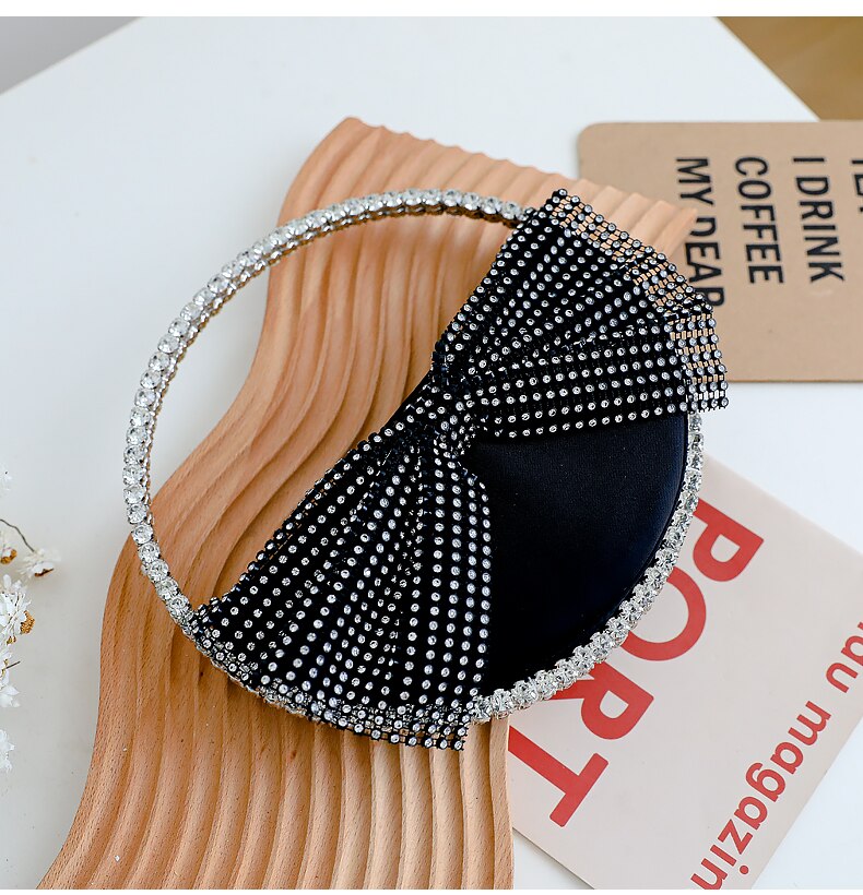 Diamant Ronde Boog Party Vrouwen Clutch Avondtasje Luxe Portemonnees En Handtassen Chic Vrouwelijke Top Handvat Zwarte Tas Bruiloft
