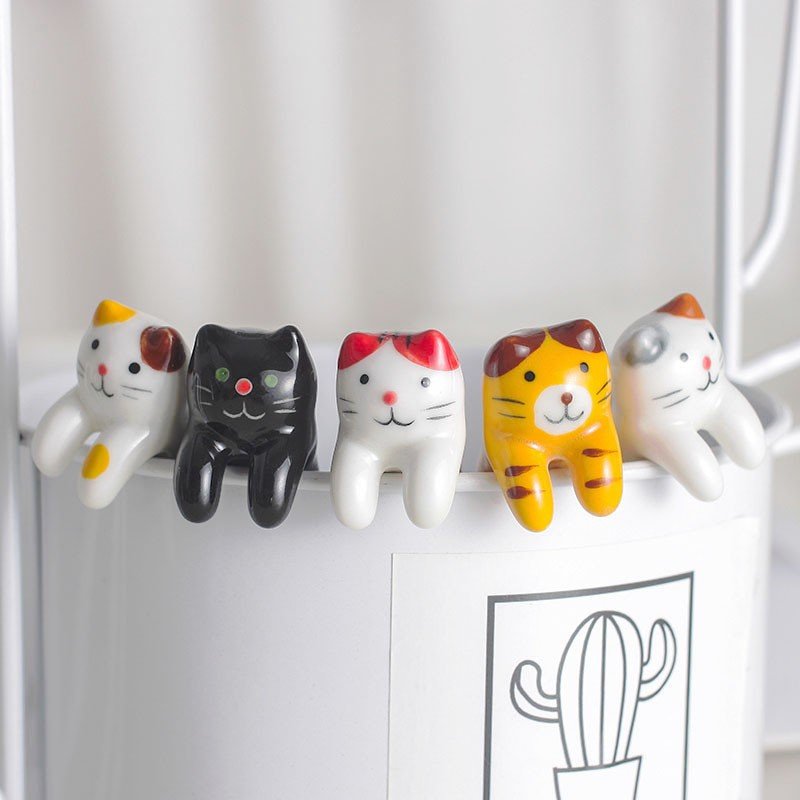 5 Pcs Keuken Tool Novelty Keramische Cartoon Leuke Kat Dier Lepel Opknoping Koffie Dessert Lepel Unieke Ijs Bestek