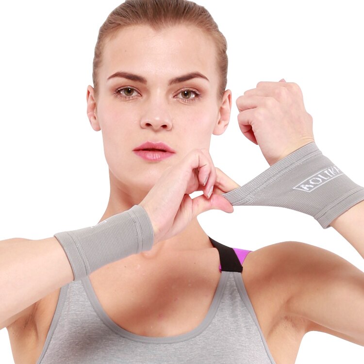 AOLIKES PR Gym Protector Wristband Weightlifting Wrist Support Sport Wrist Brace Tennis Badminton Basketball Sweatbands Guard: gray