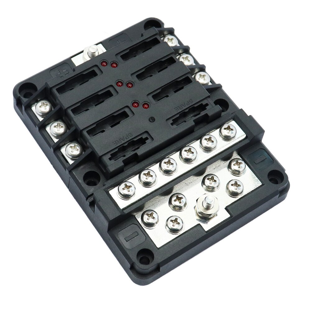 6 Way DC32V 100A Blade fuse blocks screw terminals with 12P negative busbar