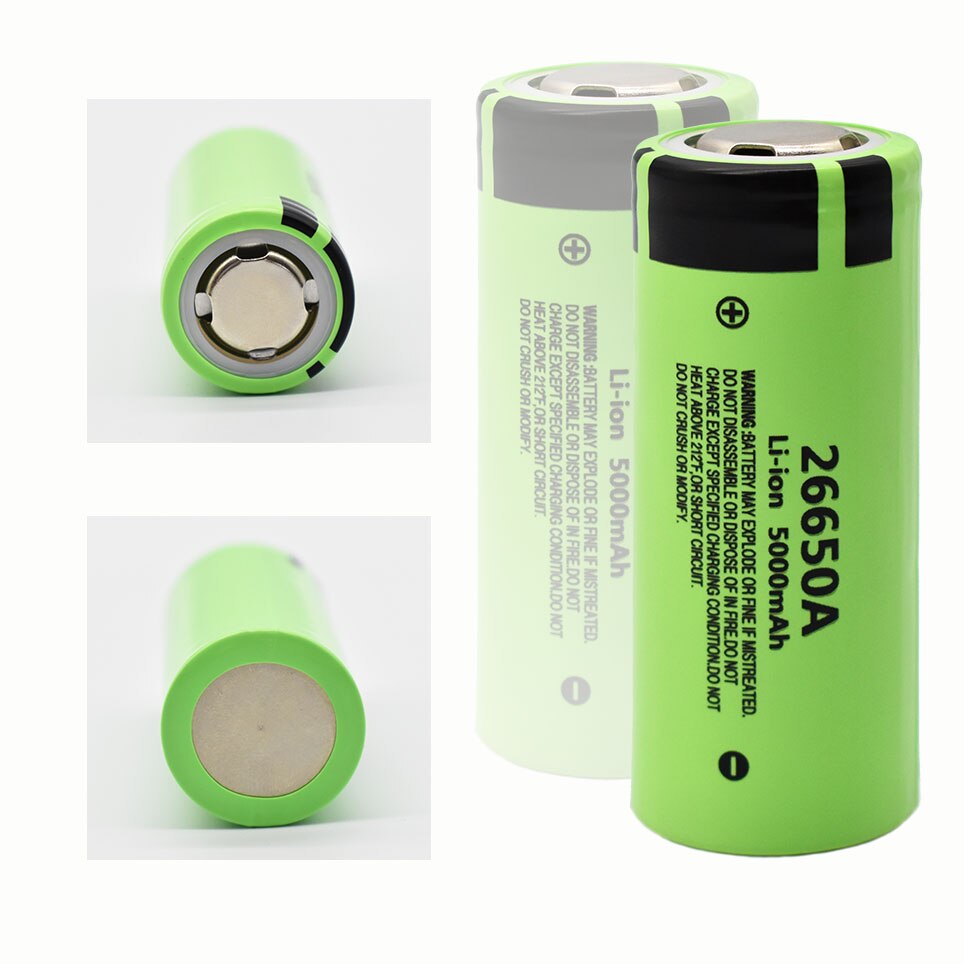 100% Original 26650A 3.7V 5000mAh High Capacity 26650 Li-ion Rechargeable Batteries