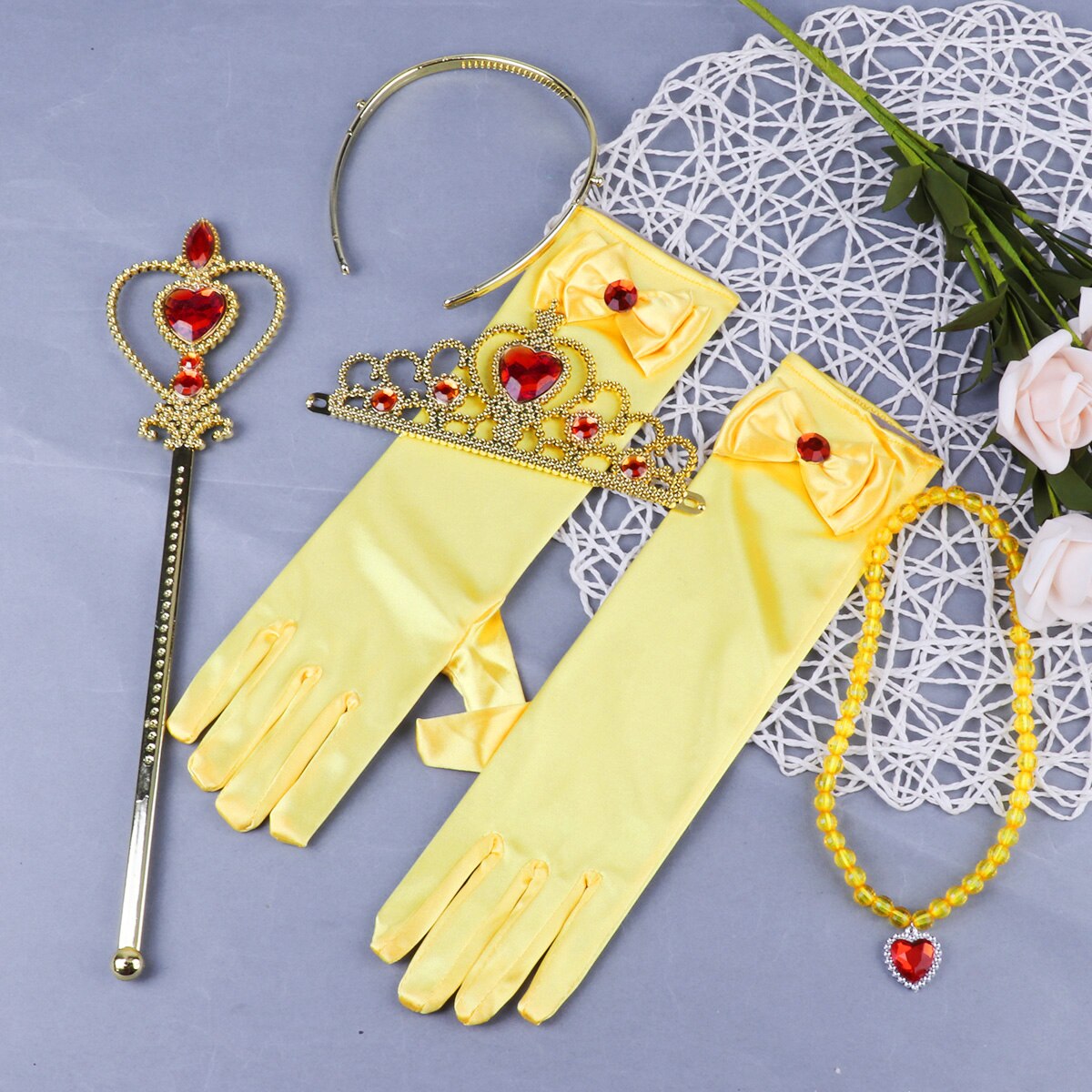 Set De Accesorios De Princesa Frozen Para Niñas: Pulsera, Collar, Anillo, Pendientes De Clip Y Peluca Elsa, Para Halloween Y Carnaval