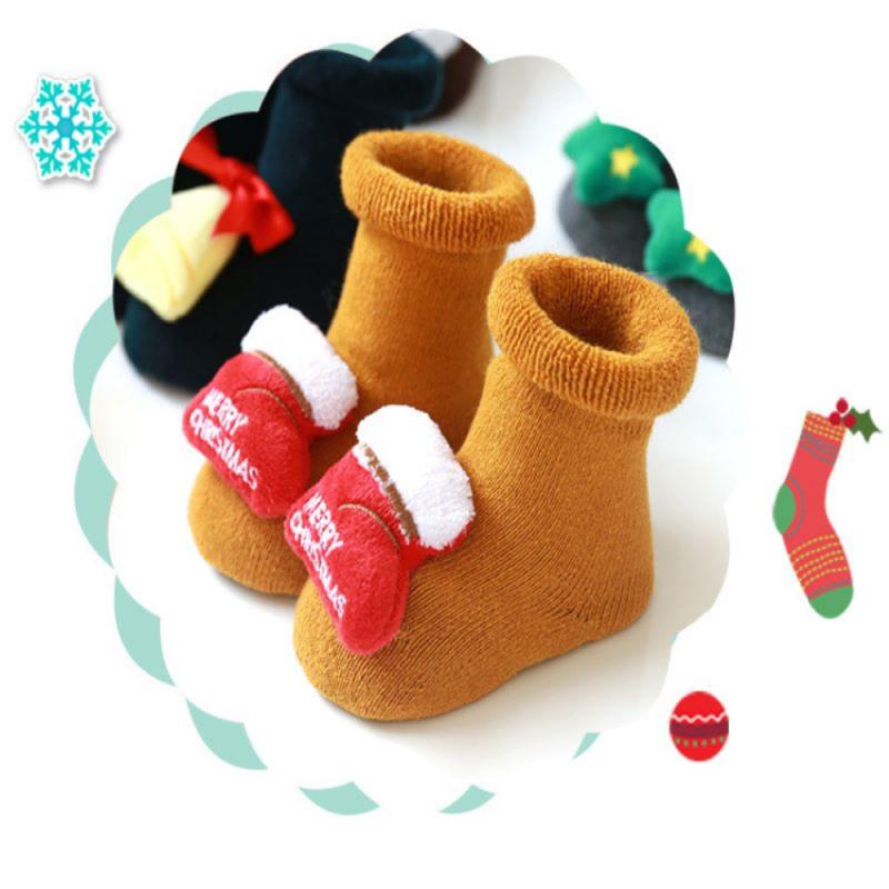 Kinderen Badstof Kerst Sokken Katoenen Baby Vloer Sokken Siliconen Antislip Warme Babysokjes Baby Meisje Jongen Kleding ropa Bebe