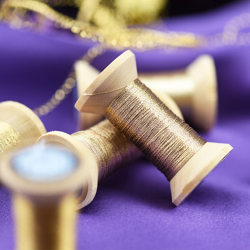 Hilo de color degradado para bordado francés, carrete de bordado, hilo de bordado dorado colorido, 50 metros por pieza, dorado champán