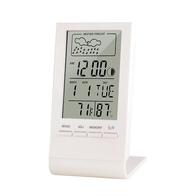 Thermometer Hygrometer Gauge Indicator Indoor/Outdoor Weather Station Automatic Electronic Temperature Humidity Monitor Clock: White