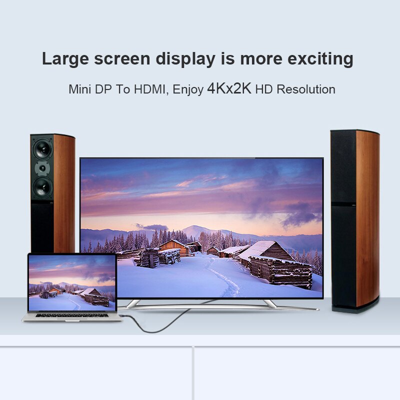 Mini DP to HDMI Cable Adapter 1080P 4k Thunderbolt HDMI Converter For Macbook Pro Air Mini Displayport to HDMI Adapter 1.8M