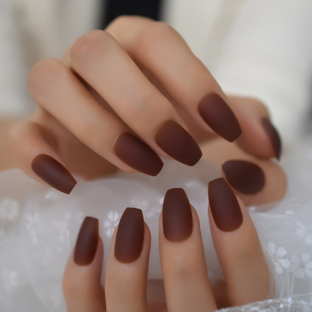 Bianco puro Glassata Opaca Bara ballerina Presse su facile Da Donne di Usura Falso Falso Unghie Finte per la Casa Ufficio con Adesivo nastro: L5530