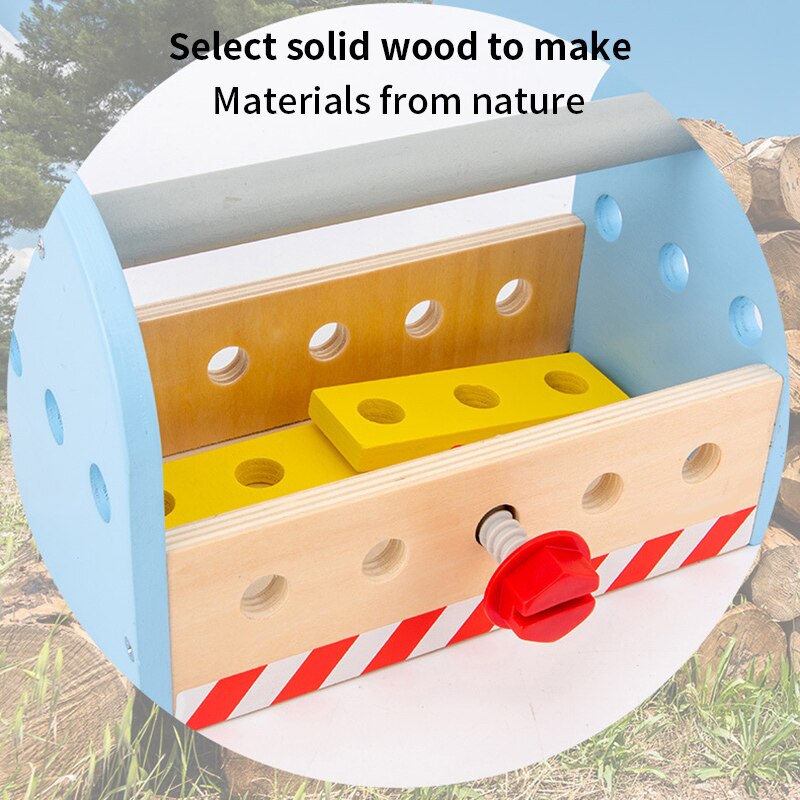 Baby Wooden Toy Kids Handle Tool Box Games Learning Educational Wooden Tool Toy Screw Assembly Toys For Children