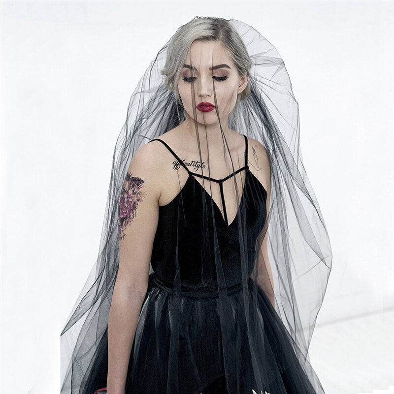 Velo de novia 3*1,5 M negro, de una capa velo de novia, velo de la cabeza, accesorios de boda